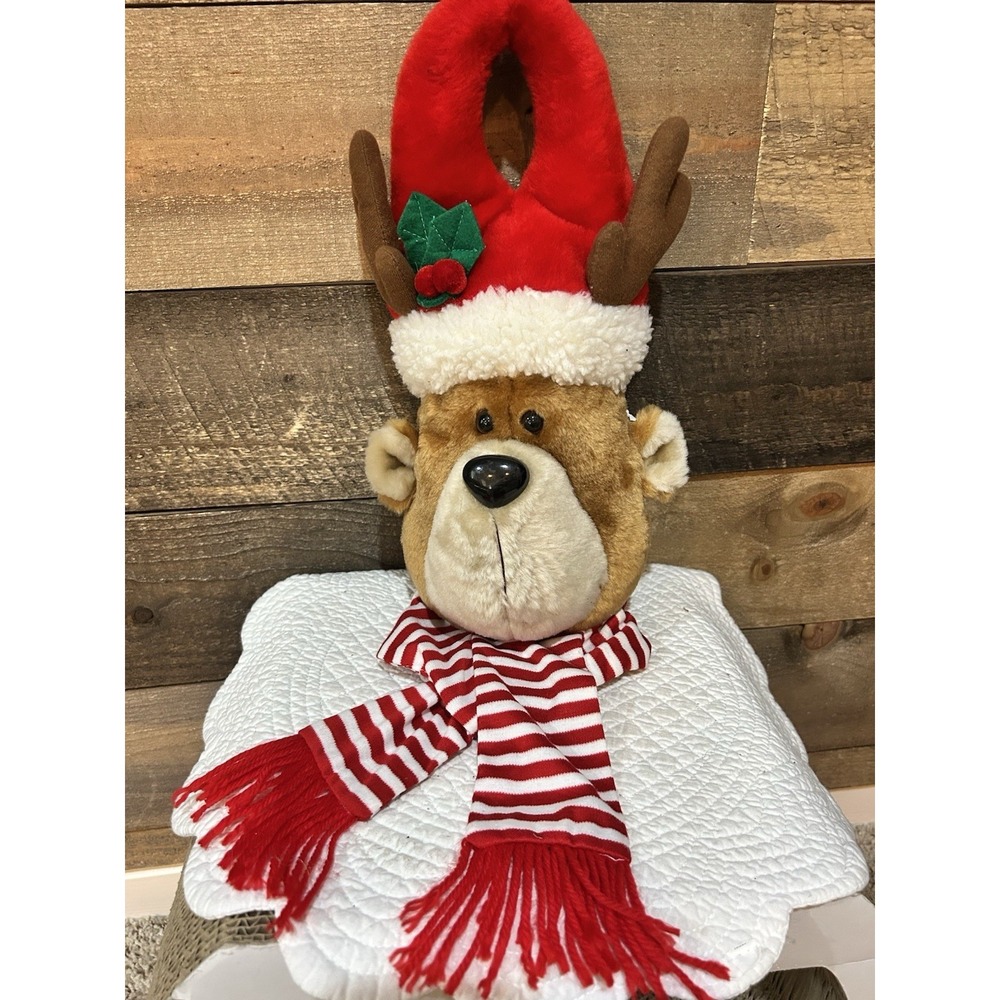 Reindeer Door Knob Hanger Traditional Christmas‎ Plush 12"